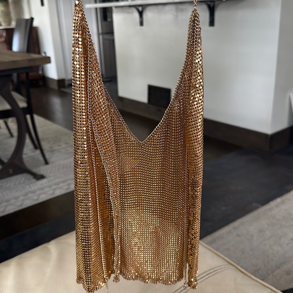 Urban outfitter gold chain top with chain strap back